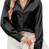 Versatile Satin Silk Button-Down Womens Blouse