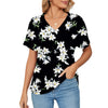 T-shirt da donna, stampa floreale e botanica, maniche corte scollo a V casual