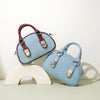 First Layer Cowhide With Denim Bun-shaped Bag