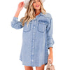 Multi-button Long-sleeve Denim Skirt Relaxed-fit Short Skirt