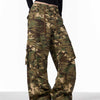 Washed Camouflage Cargo Pants Women's Loose Casual Multi-pocket Trousers