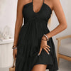 Strap V-neck Ruffle-Trimmed Elegant Sexy Off-the-Shoulder Womens Dress