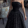 Black Strapless Polka Dot Full Skirt Maxi Dress
