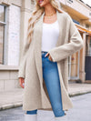 Elegant Long Collarless Cardigan Sweater Women's Coat