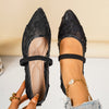 Ballerine scollate da donna in pizzo a rete con punta sfilata, casual e traspiranti