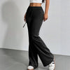 Women's Solid Color Spring High Waist Drawstring Straight Loose Casual Pants