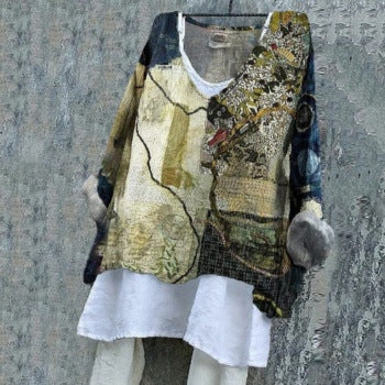 Stampa Digitale 3D Donna Girocollo Manica Lunga alla Moda