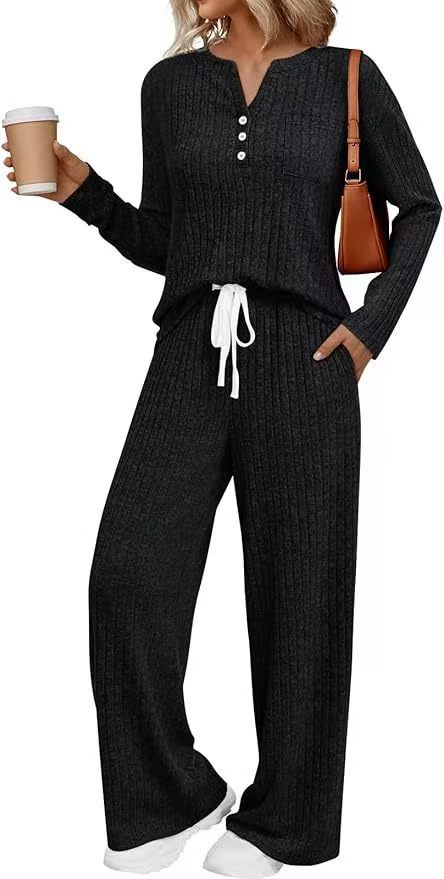 V-neck Striped Knit Casual Comfortable Long Coat Long Sleeve