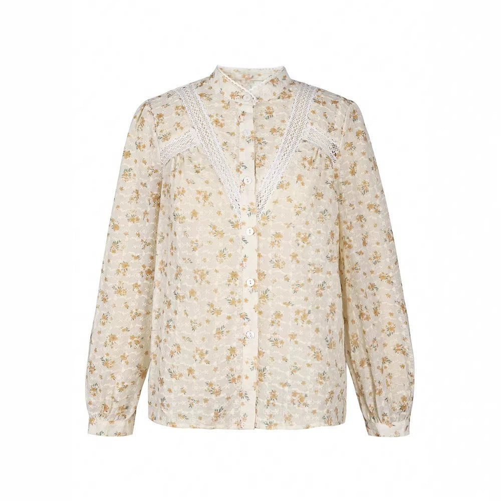 Camicia stampata elegante ma casual con inserti in pizzo