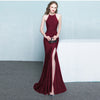 Abito da sposa, abito da sera da banchetto con scollo all'americana, in pizzo rosso, lungo, a sirena, nuovo alla moda