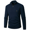 Men's Knitwear Half Zipped Stand Collar Striped Sweater
