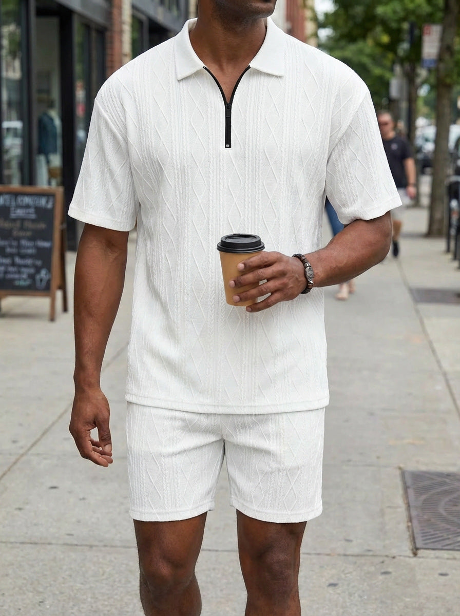 Polo da uomo, casual, a maniche corte, pantaloncini sportivi