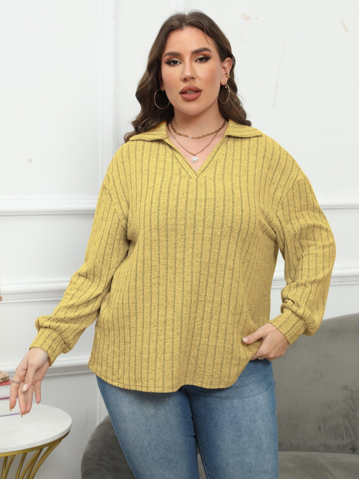 Women's Plus Size Polo Collar Bottoming Shirt