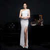 Abito da sera elegante, lungo, sottile, sexy, per sposa