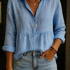 Womens Casual Cotton And Linen Long-Sleeve Shirt