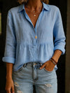Womens Casual Cotton And Linen Long-Sleeve Shirt