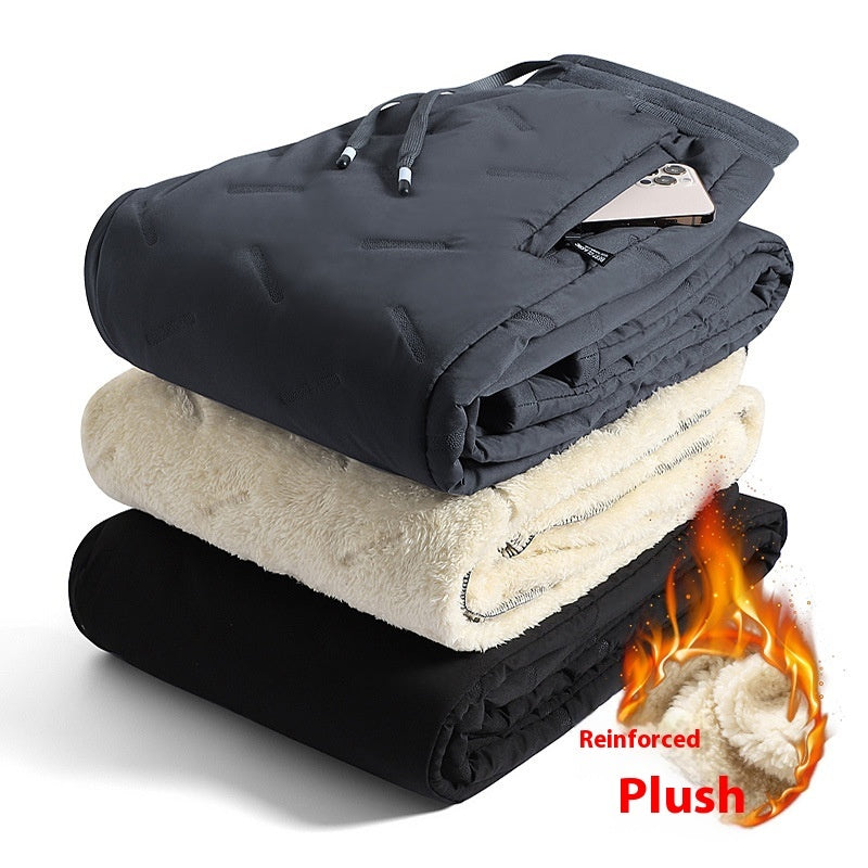 Men's Winter Windproof Warm Tactical Pants Loose Plus Size Fleece-lined