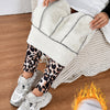 Leopard Print Cashmere Leggings High Waist Slimming And Velvet Padded Warm Side Pocket