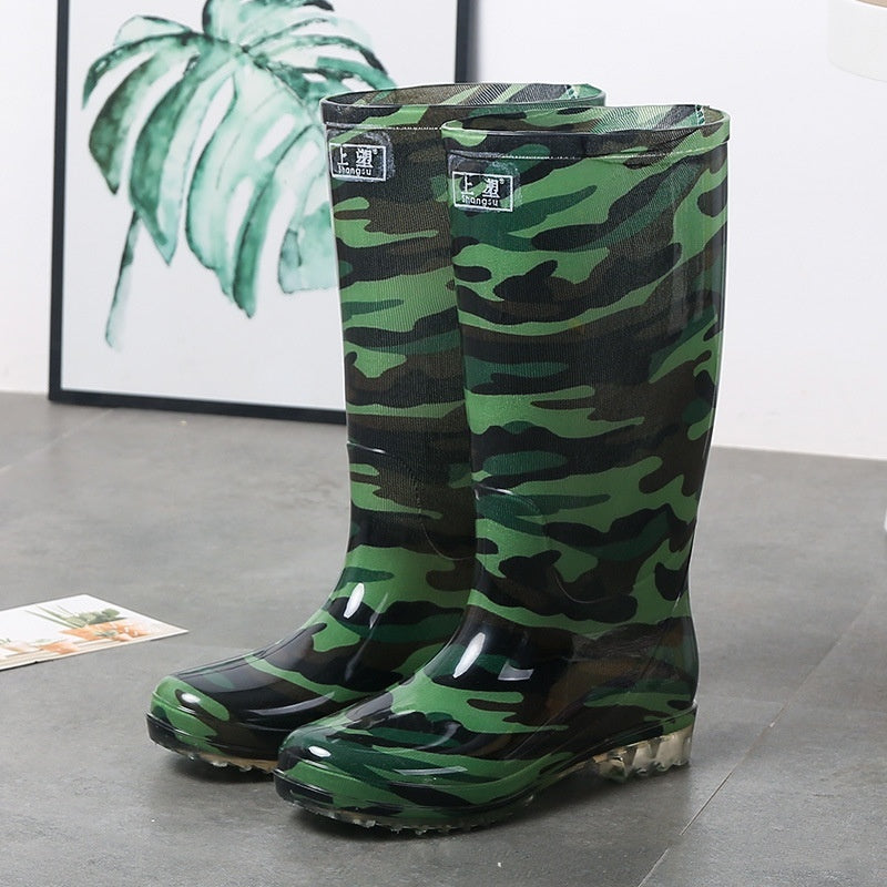 Women's Floral Knee-high Rain Boots Long Non-slip Wear-resistant Rain Boots