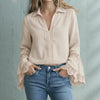 Elegante blusa di cotone con finiture in pizzo e modello pullover