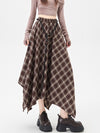 Irregular Plaid Skirt Women's Retro Plaid