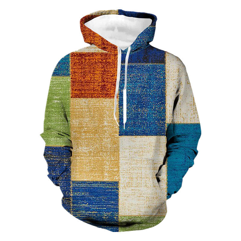 Stitching Pattern 3D Digital Printing Sweater Spring And Autumn Men's Hoodie