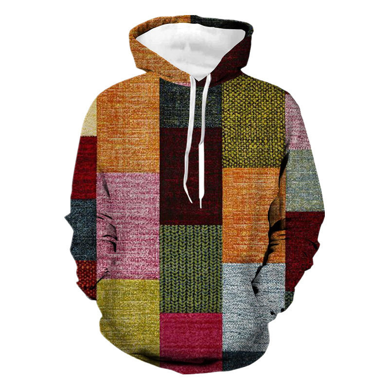 Stitching Pattern 3D Digital Printing Sweater Spring And Autumn Men's Hoodie