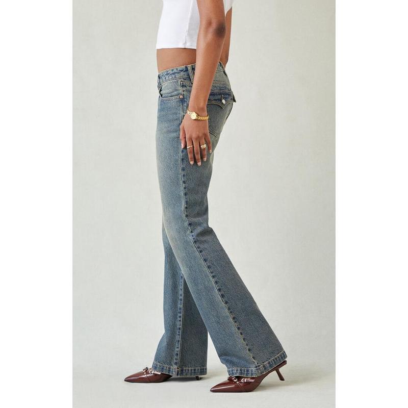 Jeans Bootcut Lavati Effetto Usurato Slim-fit Stile Vintage