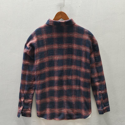 Striped Plaid Spring And Autumn Long-sleeved Shirt Men's Casual