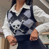 Gilet senza maniche con scollo a V e vestibilità aderente stile teschio