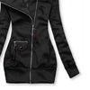 Women's Solid Color Long Sleeve Zip-Front Drawstring Hooded Jacket With Pockets Slim Fit Pleated Detail Top For Spring&Fall
