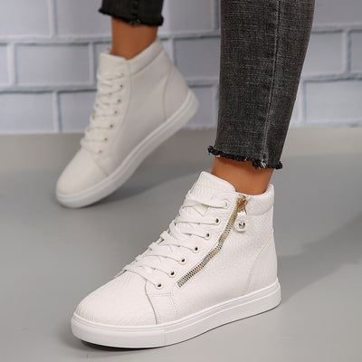 Plus Size Women's Platform Lace-up High-top Casual Flat Skateboard Shoes