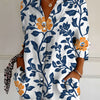 Camicia da donna a maniche lunghe, stampa floreale retrò ed elegante