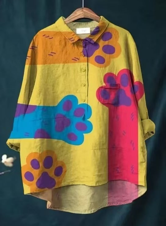 Womens Casual Long-sleeve Shirt Top