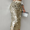 Women's Versatile Solid Color Fashionable Sequin Skirt