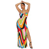 Neck-hanging Rainbow-print Dress For Women