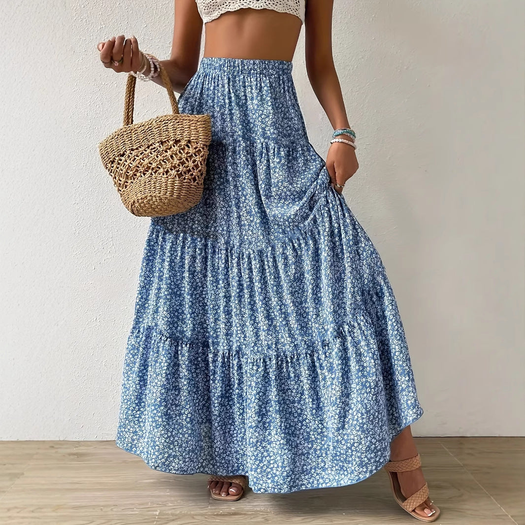 New Stylish Floral Print Polka-dot Dress