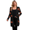 Women's Halloween Pumpkin Head Jacquard Knitted Cardigan Coat Sweater