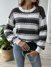 Women's Base Shirt Striped Colored Pullover Casual Sweater