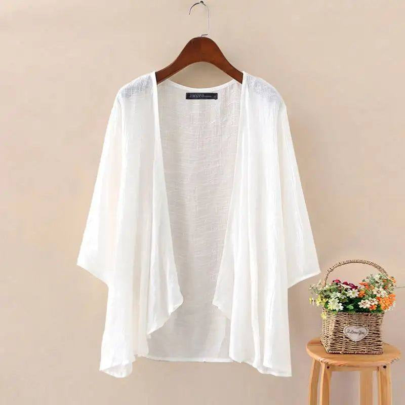 Cardigan estivo a maniche corte tinta unita da donna