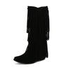 Women's High Boots Autumn And Winter Suede High Heel Tassel Boots Below The Knee