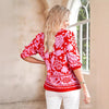 Camicia cardigan da donna a maniche lunghe stampata con collo a punta