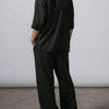 2pcs Women Solid Color Crew Neck Short Sleeve Top And Long Pants Casual Outfit