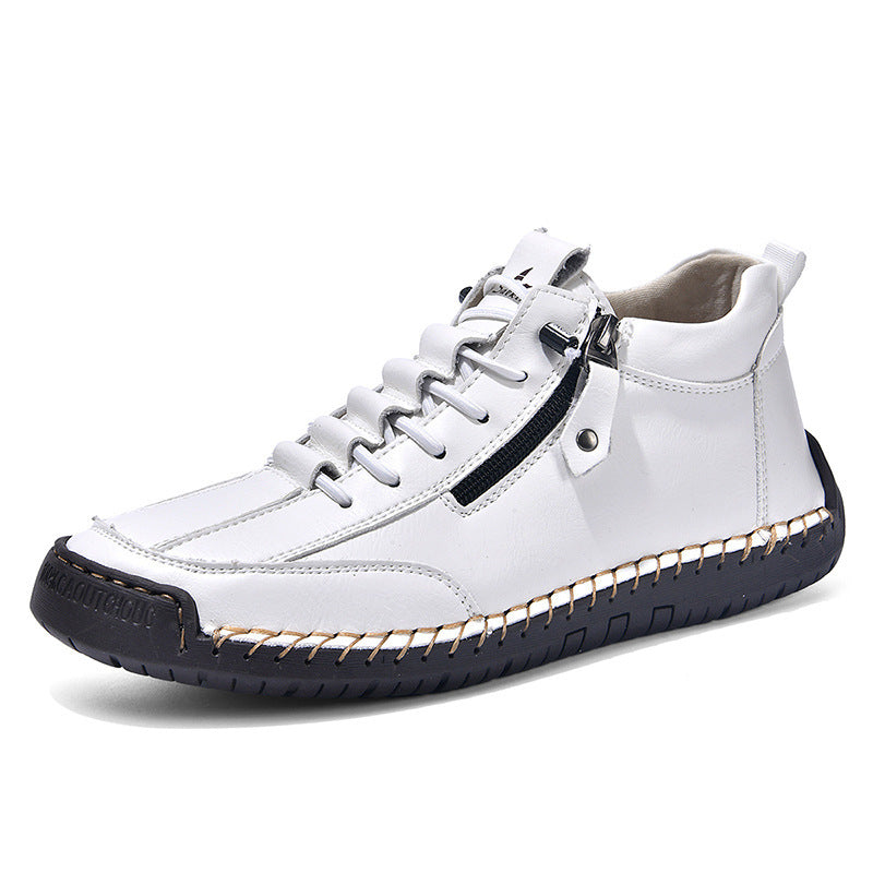 Men's Casual Leather Shoes Retro High Top
