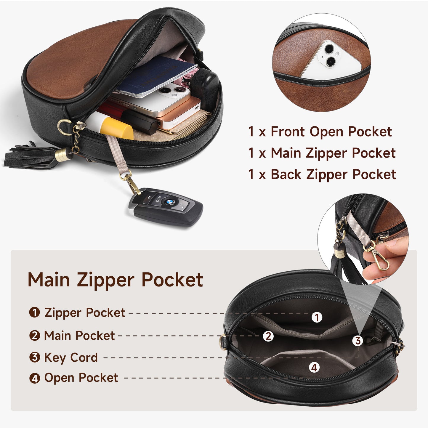 European And American Shoulder Retro Small Round Bag