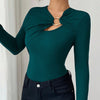 Asymmetric Hollow Metal Trim Slim Top