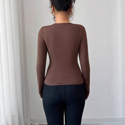 Asymmetric Hollow Metal Trim Slim Top