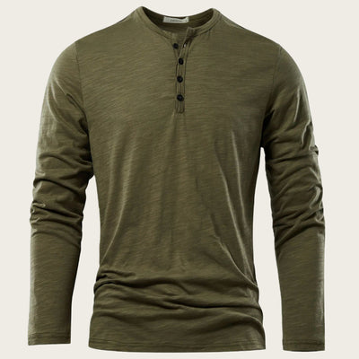 Men's Solid Color Casual Cotton Long-sleeved Top