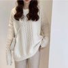 Thick Hemp Flowers Knitted Round Neck Sweater Retro Loose Top