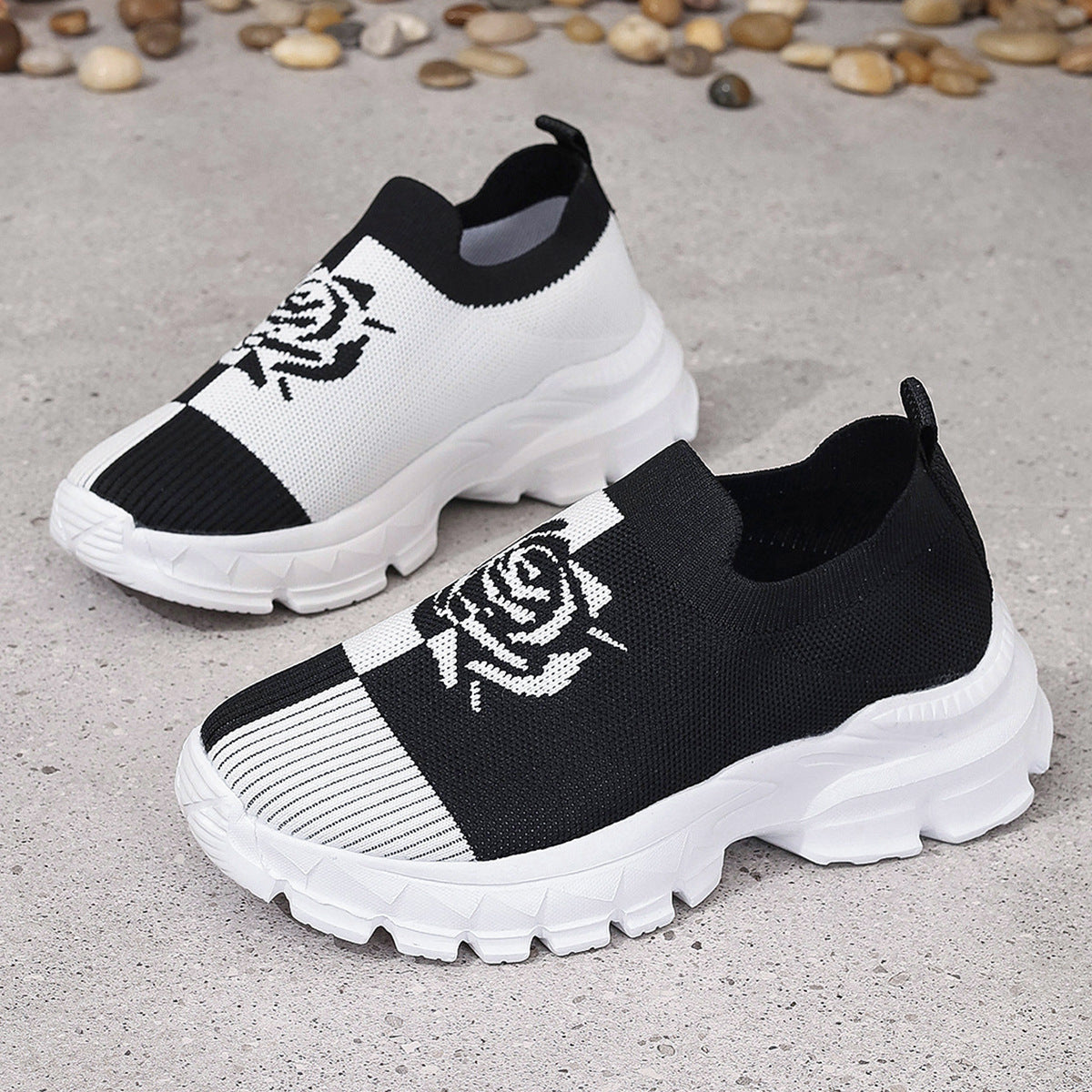 Plus Size Flying Woven Women's Shoes Fashionable Breathable Platform